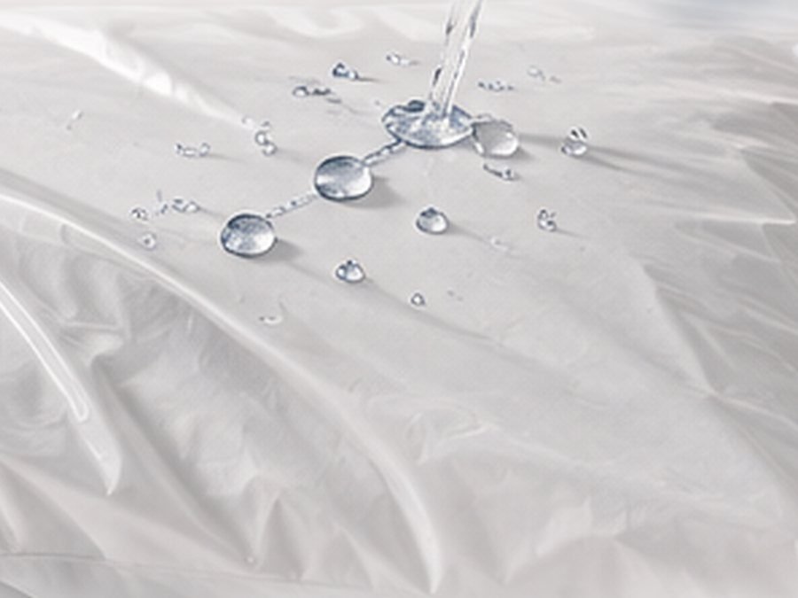 Melton PVC latex protector with water beading on the surface