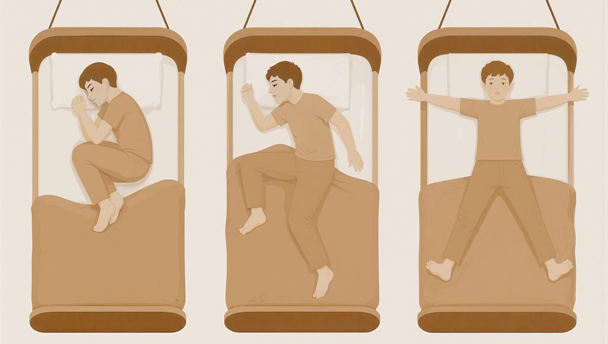 Illustration of three sleepers: the fetus, the running man and the starfish